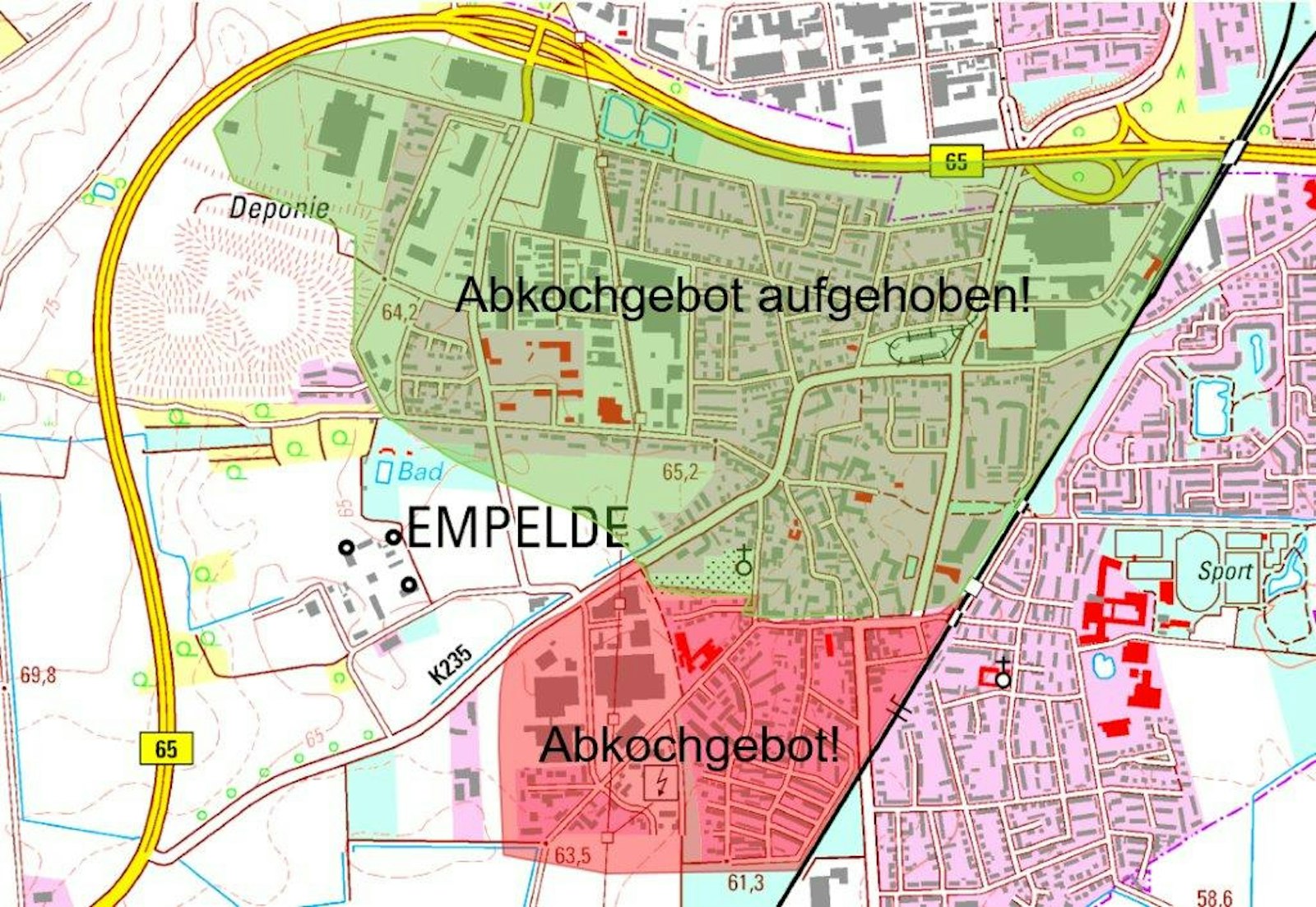 Karte Teilaufhebung Abkochgebot Empelde Karte Teilaufhebung Abkochgebot Empelde
