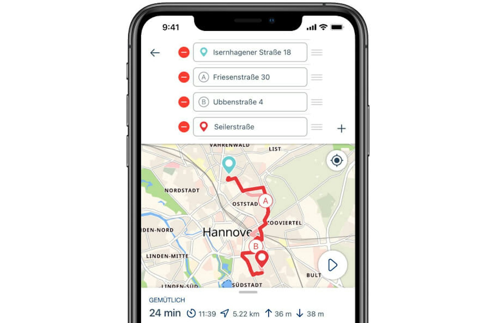 navigation-app-bike-citizen Die „Bike Citizens“-App ist eine kostenlose Fahrradkarten-App und zeigt die beste Route.
